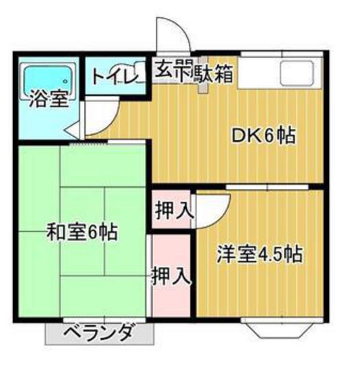 グランデュール長門(2DK/2階)の間取り写真
