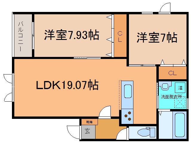 JR根室本線 帯広駅 徒歩42分 3階建 築10年(2LDK/3階)の間取り写真