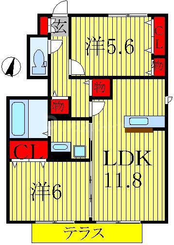 グリーンフォレストH(2LDK/1階)の間取り写真