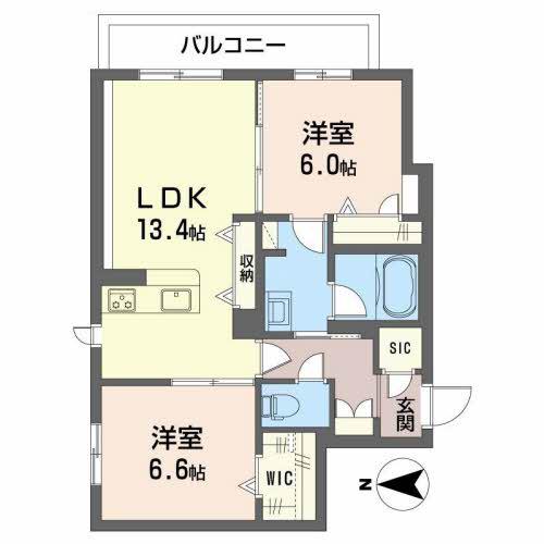 シャーメゾンポルタフォルトゥーナ(2LDK/3階)の間取り写真