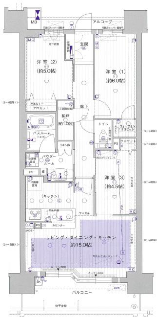 プレサンス ロジェ 岐阜ザ・クラスII(3LDK/10階)の間取り写真