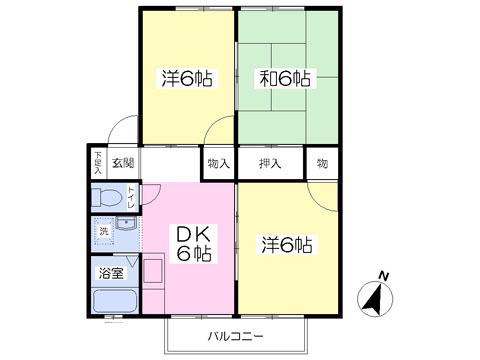 パークウェイホームズB(3DK/2階)の間取り写真