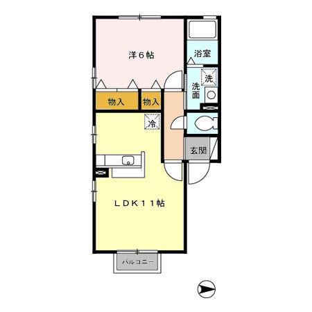 シャルマン東海(1LDK/1階)の間取り写真