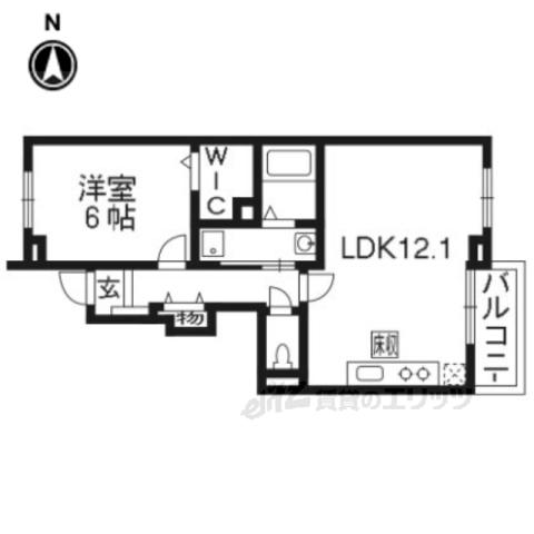 カーサスカイⅠ(1LDK/1階)の間取り写真