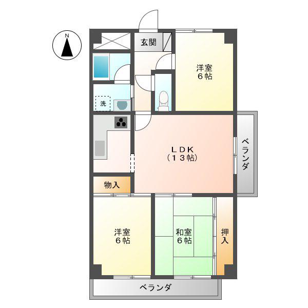 スクエア25(3LDK/1階)の間取り写真