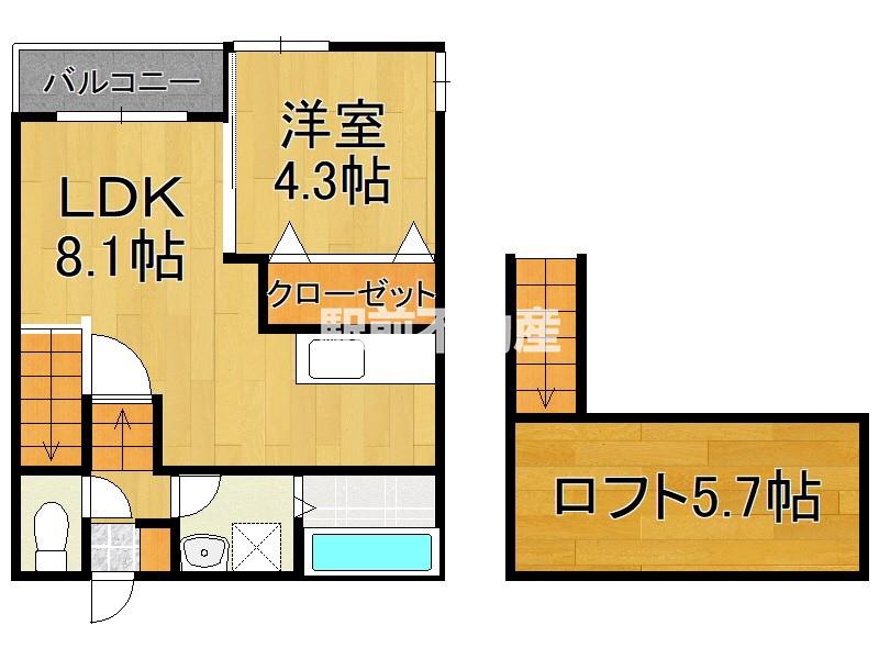 エルシャトー小郡(1LDK/2階)の間取り写真
