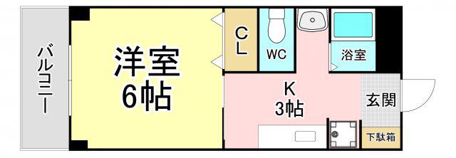 プレステージ和F(1K/3階)の間取り写真