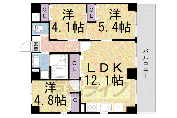 GRAND LATTICE KAWARAMACHI SHICHIJO(3LDK/5階)の間取り写真