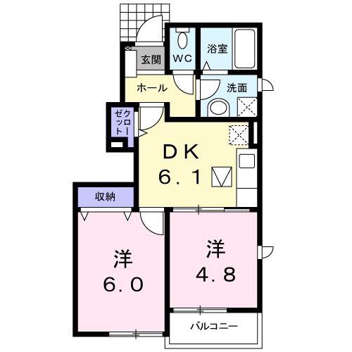 アンジュ・NM(2DK/1階)の間取り写真