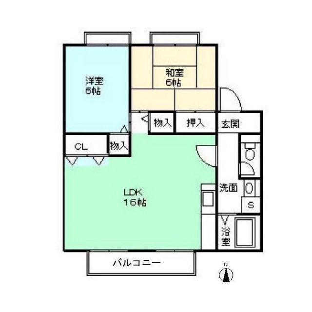ラディッシュタウン昭山G(2LDK/2階)の間取り写真
