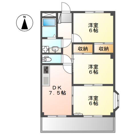 サザンフィールド(3DK/3階)の間取り写真