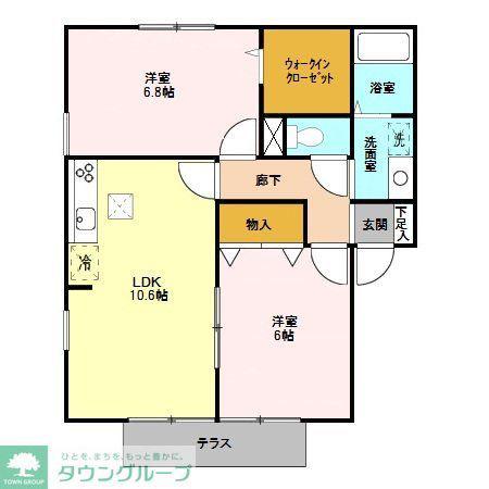 グランシャリオC棟(2LDK/1階)の間取り写真