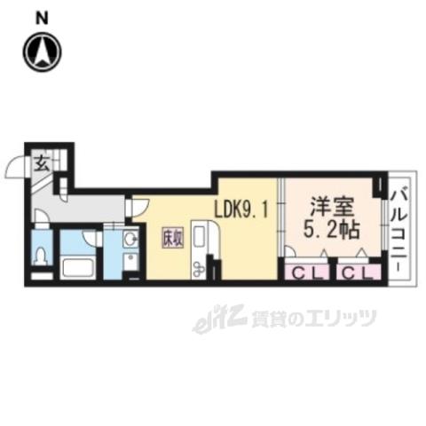 SHAMAISONVELO(1LDK/1階)の間取り写真