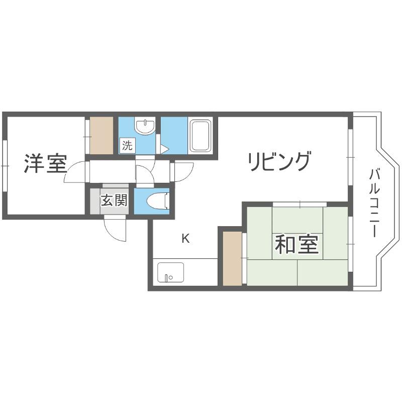 パスウェイ弐番館(2LDK/4階)の間取り写真