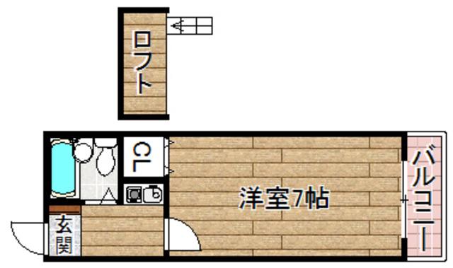 アルデール富田(1K/2階)の間取り写真