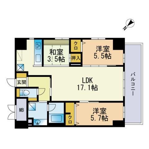 PALAIS FELICIA(3LDK/11階)の間取り写真
