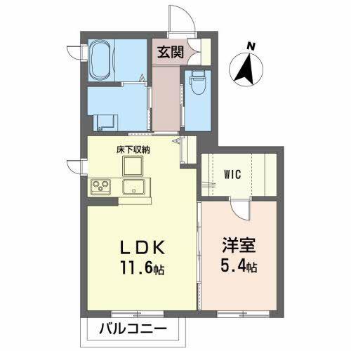シャーメゾンBETTY(1LDK/1階)の間取り写真
