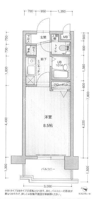 アクタス博多駅前II(1K/9階)の間取り写真