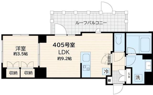 アルカンシエル新宿大京町(1LDK/4階)の間取り写真
