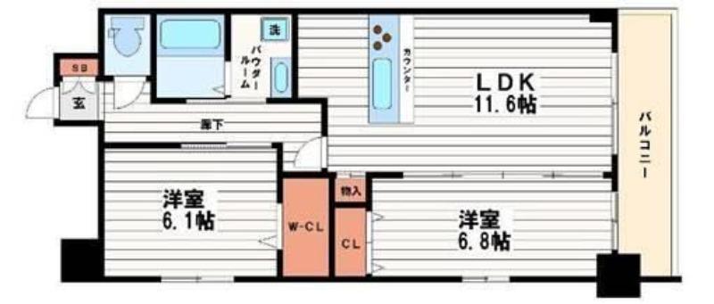 SARAHBERNHARDT夕陽丘(2LDK/2階)の間取り写真
