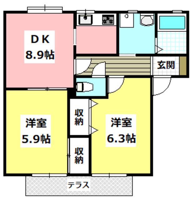 VINGT DOMILS水尾(2DK/1階)の間取り写真