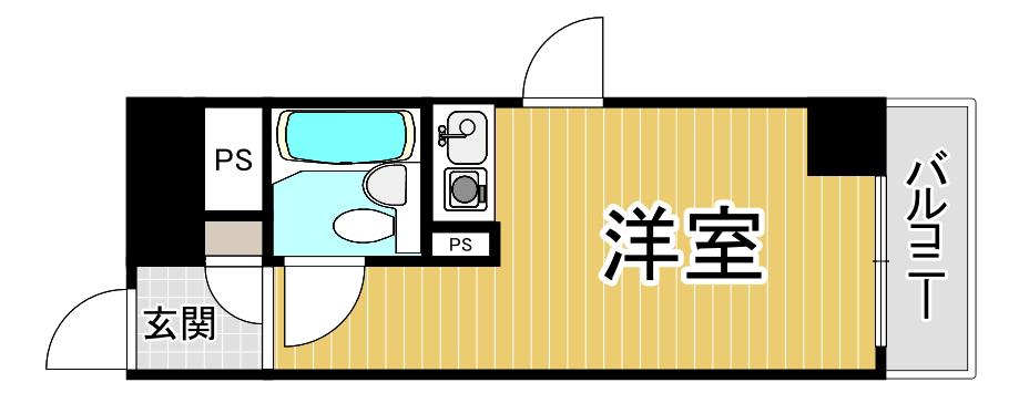 ロワイヤル北野(ワンルーム/4階)の間取り写真