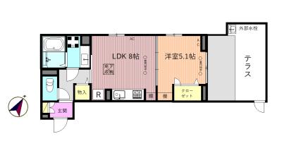 リベリオス相模大野壱番館(1LDK/1階)の間取り写真