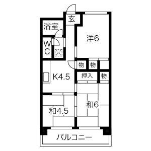 第1モナミマンション(3K/3階)の間取り写真