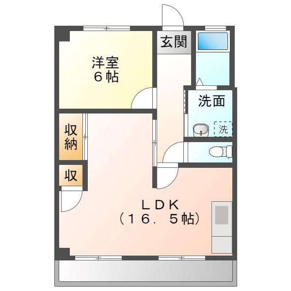 ラフィーネ.カニエ(1LDK/4階)の間取り写真