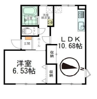 プランタンII(1LDK/1階)の間取り写真