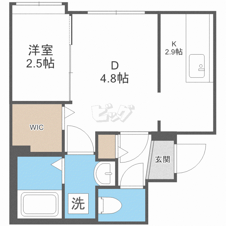 EARENDEL平岸(1DK/1階)の間取り写真