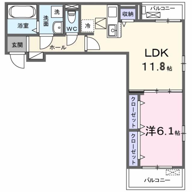 VILLA PURUMIE(1LDK/1階)の間取り写真