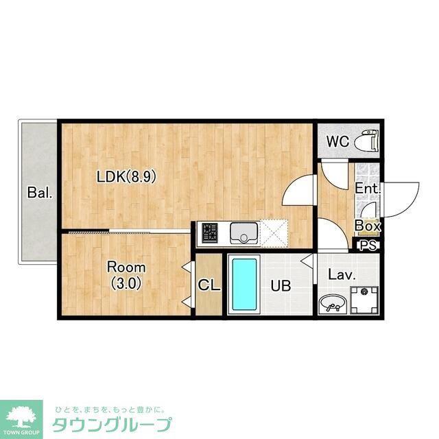 ジーメゾン千葉村田町エベッラ(1LDK/2階)の間取り写真
