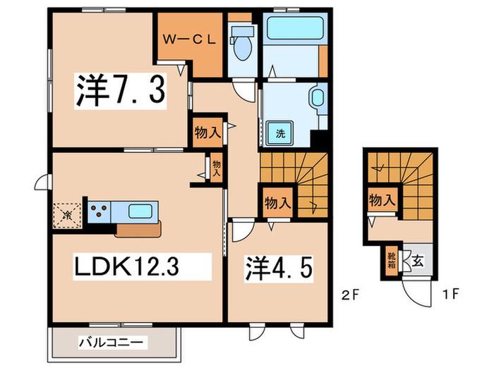 プリムローズ(2LDK/2階)の間取り写真
