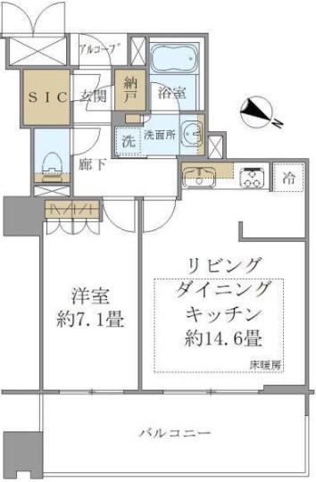 ザ・ファインタワーウエストコースト(1LDK/21階)の間取り写真