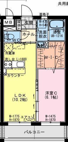 クロスワイズ中西町(1LDK/4階)の間取り写真