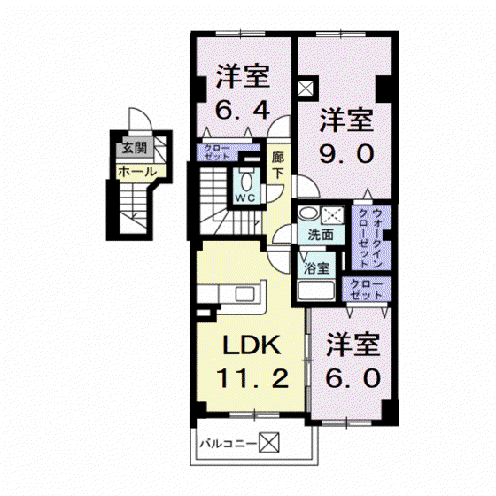 アルパ千刈(3LDK/4階)の間取り写真