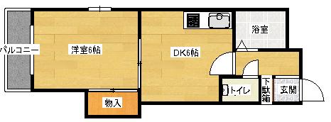 コーポ西縮景園(1DK/5階)の間取り写真