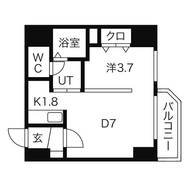 レジデンスタワー札幌(1LDK/15階)の間取り写真