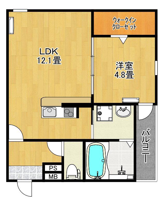 フジパレス高石駅南II番館(1LDK/1階)の間取り写真