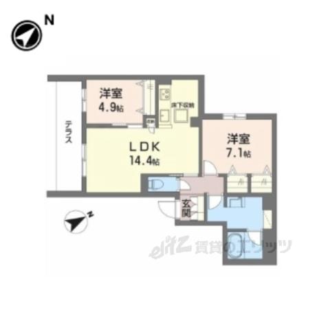 シャーメゾン スターセント(2LDK/1階)の間取り写真