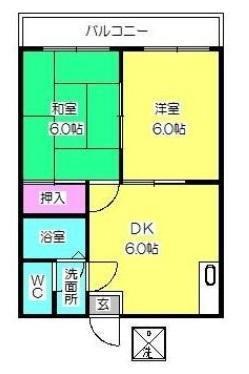 アートイン ファーストハウスI(2DK/1階)の間取り写真