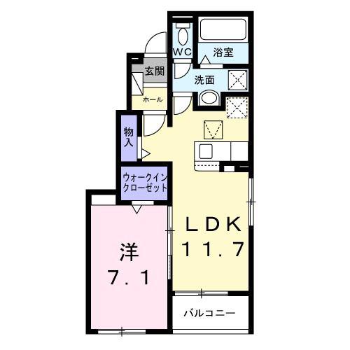 プラシード(1LDK/1階)の間取り写真
