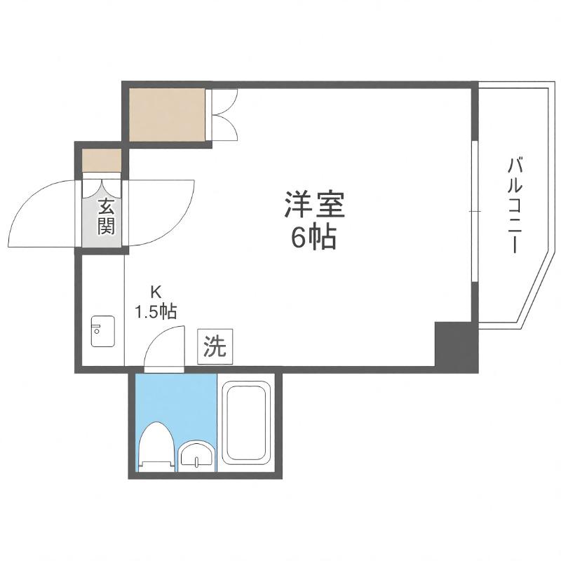 アビタシオン菊水(1K/5階)の間取り写真