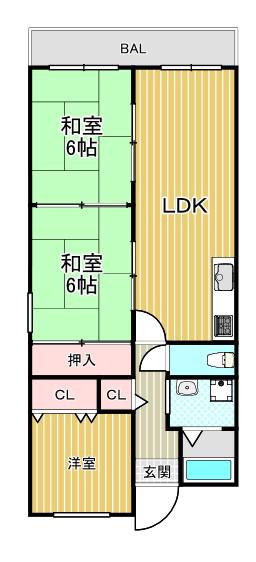 MS.RESIDENCE岸和田(3LDK/3階)の間取り写真