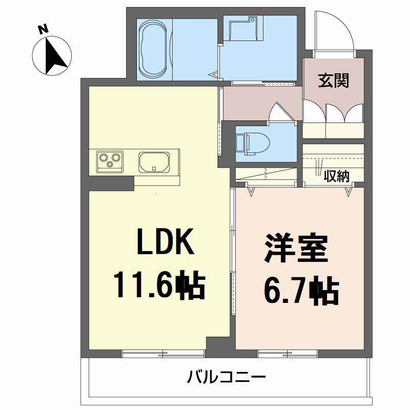 べレオ末広(1LDK/3階)の間取り写真