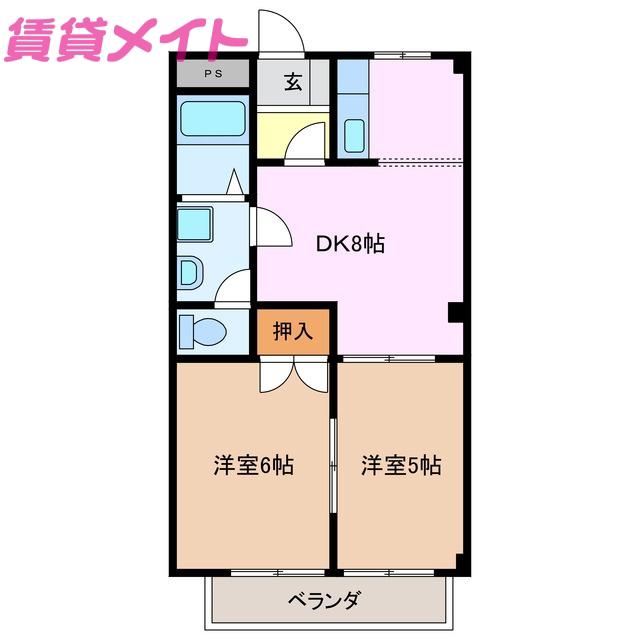 MMハイツNO.2(2DK/1階)の間取り写真