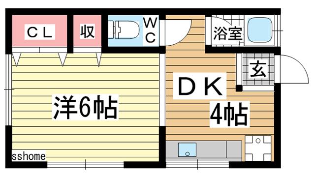 ハイツ八坂(1DK/2階)の間取り写真