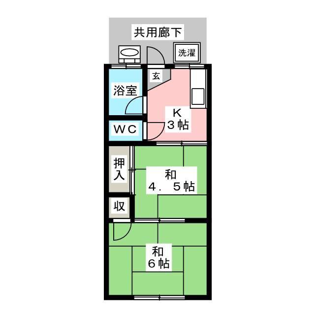 美幸荘(2K/2階)の間取り写真