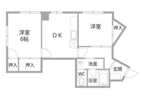 目黒ハイホーム(2DK/11階)の間取り写真